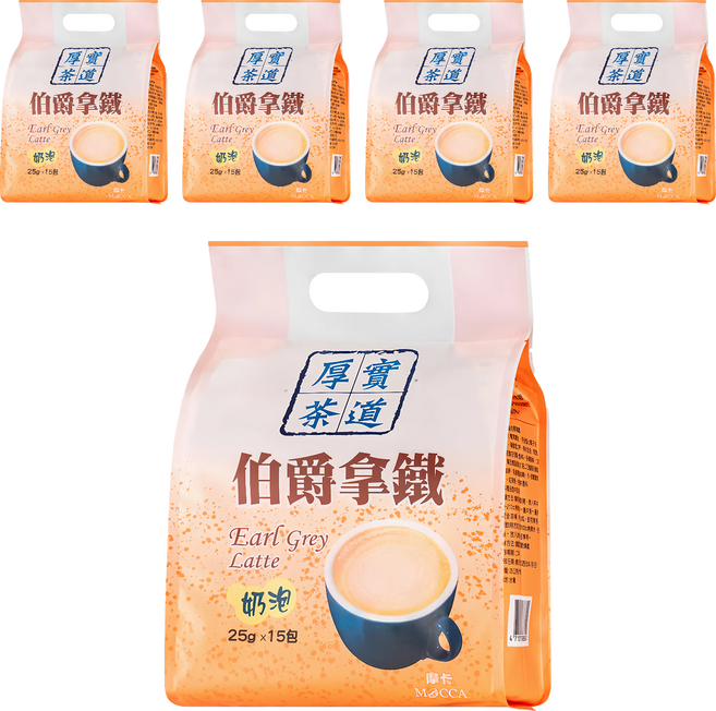 MOCCA 摩卡 厚實茶道 伯爵拿鐵, 25g, 15包, 5袋