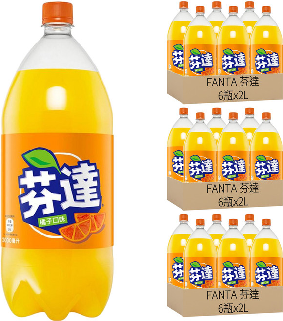 FANTA 芬達 橘子汽水, 2L, 18瓶