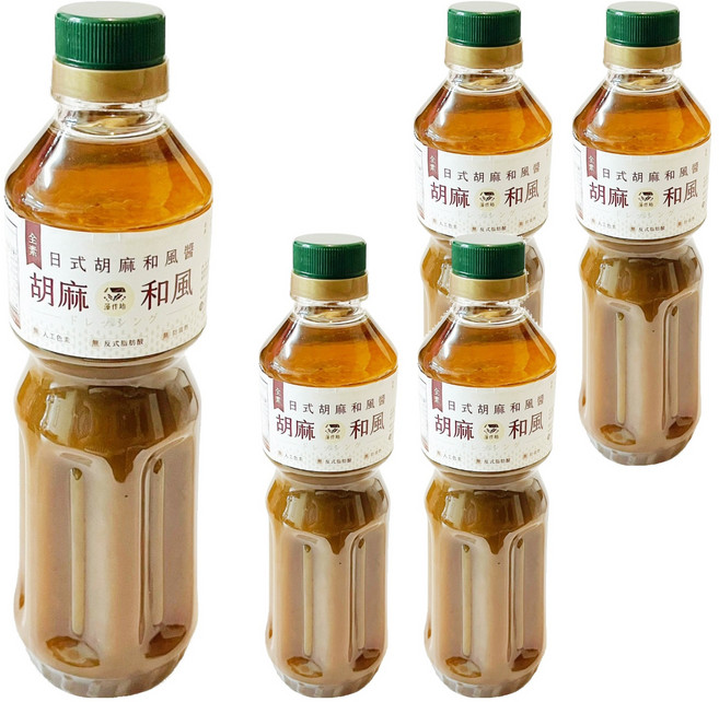 藻作坊 日式胡麻和風醬 全素, 600ml, 5瓶