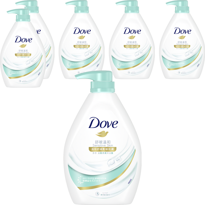 Dove 多芬 滋養柔膚沐浴露 舒敏溫和 溫和潔淨 適合各種膚質 特別是敏感肌膚, 900g, 6件