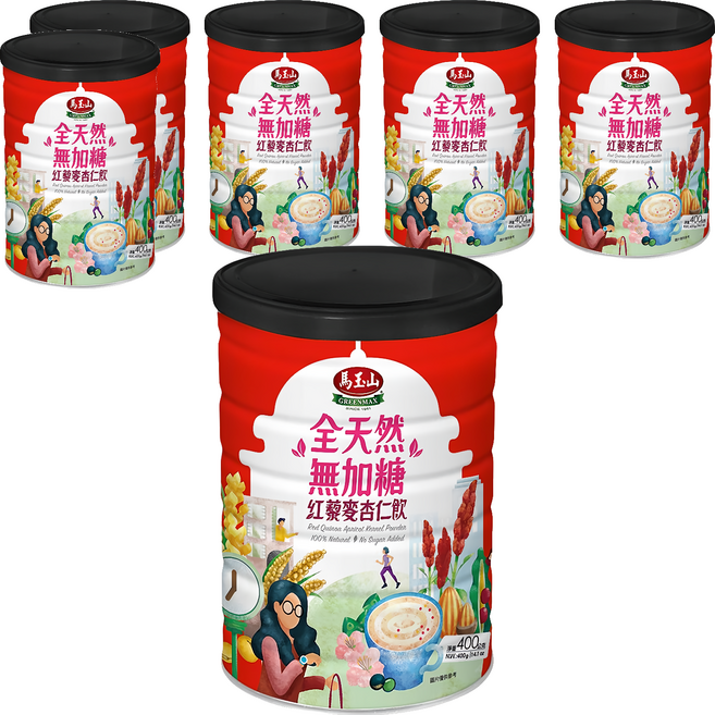 馬玉山 全天然無加糖 紅藜麥杏仁飲, 400g, 6罐