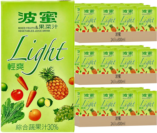 波蜜 清爽果菜汁, 300ml, 72入
