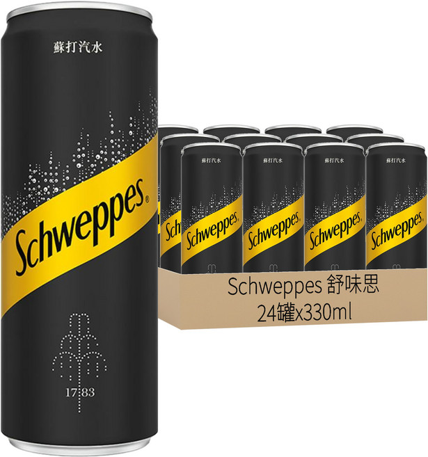Schweppes 舒味思 蘇打汽水, 330ml, 24罐