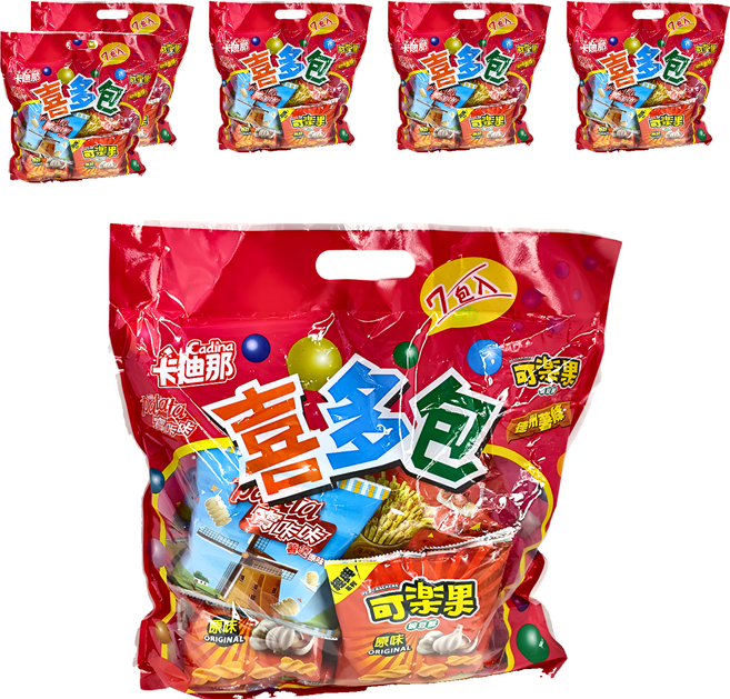 聯華食品 喜多包 7包, 138g, 6袋, 可樂果原味3包 + 卡迪那德州薯條茄汁口味2包 + 卡迪那寶咔咔原味2包