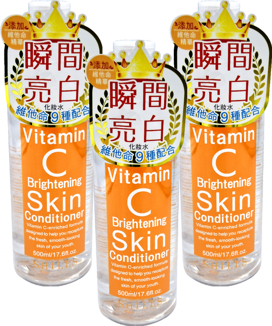 SHILLS 舒兒絲 維他命C高效美白化妝水, 500ml, 3件