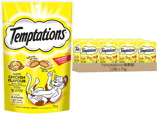 Temptations 喵愛餡 貓點心, 火烤嫩雞口味, 75g, 12包