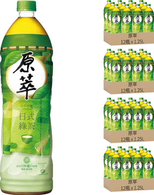 原萃 日式綠茶, 1.25L, 48瓶