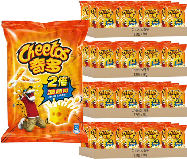 Cheetos 奇多 2倍濃起司口味玉米棒, 78g, 48包