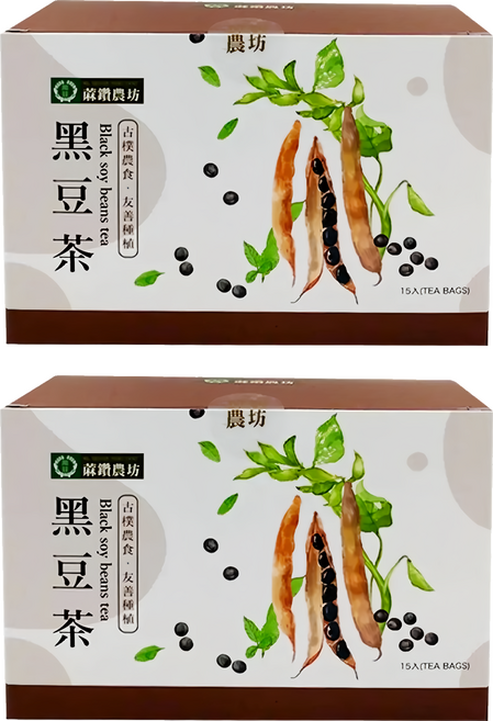 蔴鑽農坊 黑豆袋茶, 2個, 15個裝, 3.5g