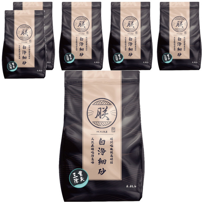 朕 頂級無塵礦砂 白淨細砂, 三重除臭, 8.8lb, 6袋