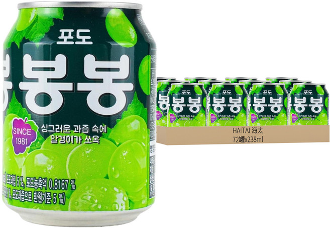 HAITAI 海太 葡萄汁, 72罐, 238ml