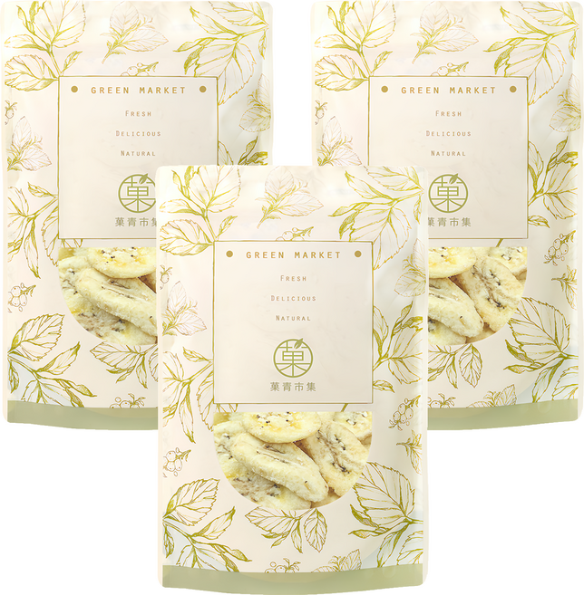 GreenMarket 菓青市集 香蕉脆片/水果脆片/餅乾, 3包, 150g