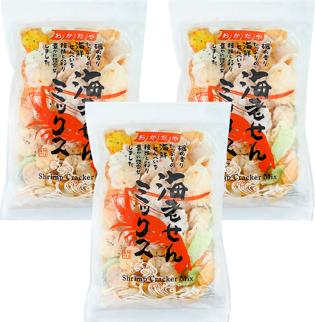 岡田屋製菓 海老綜合餅, 185g, 3包