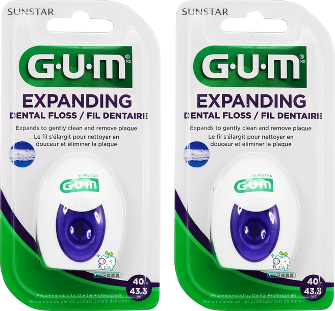 SUNSTAR 三詩達 G.U.M 超薄扁平膨脹牙線 含蠟 2030, 40m, 1個, 2個