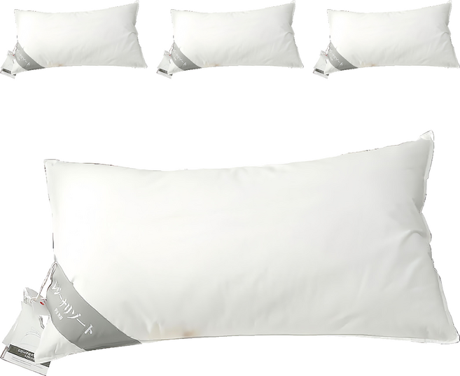 理享家 日本伊豆飯店指定枕頭 好好睡枕芯 羽絨枕頭 高枕, 白色, 4個