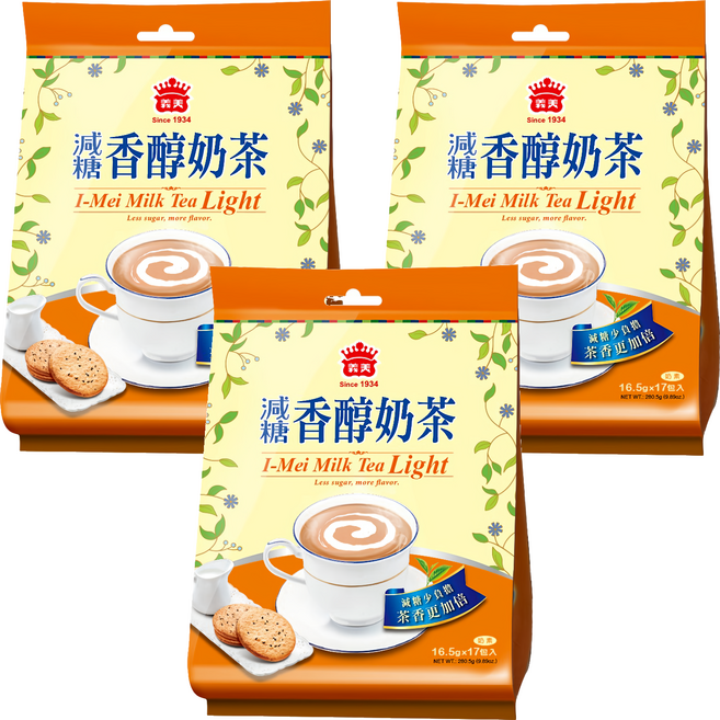 義美 減糖香醇奶茶, 16.5g, 17包, 3袋
