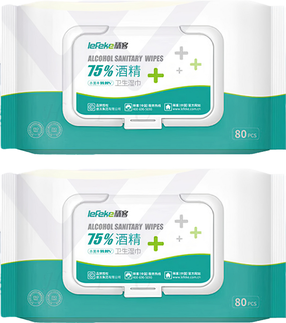 lefeke 秝客 75%酒精濕巾 15 x 18cm 2包, 1入, 4包