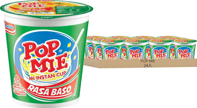 POP MIE Cup Rasa Baso 牛肉丸杯麵 75g, 24入