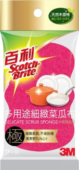 3M Scotch-Brite 百利 多用途細緻木漿棉菜瓜布, 2片, 1包