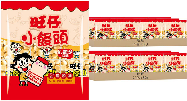 旺旺 旺仔小饅頭 乳酸多口味, 30g, 40包