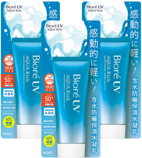Biore 蜜妮 台灣公司貨 含水防曬保濕水凝乳 SPF50+ PA++++, 70g, 3條