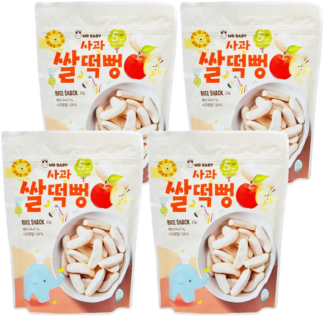 MB BABY 萌寶寶 大米餅 適用於五個月齡以上食用, 蘋果, 20g, 4包