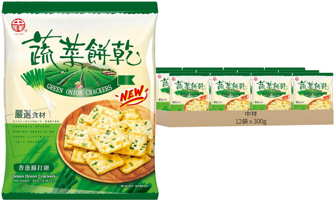 中祥 香蔥蘇打餅, 300g, 12袋