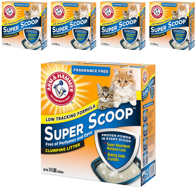 ARM&HAMMER 超凝結貓砂, 6.35kg, 5盒, 無香味