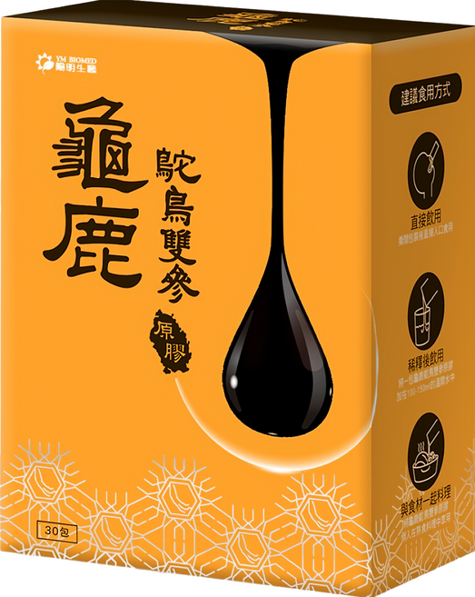 YM BIOMED 陽明生醫 龜鹿鴕鳥雙參原膠, 30包, 20ml, 1盒