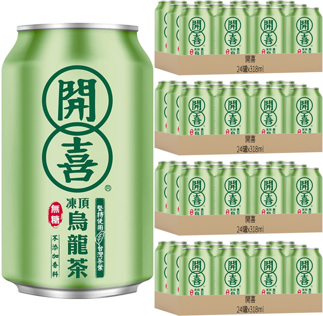 開喜 凍頂烏龍茶 無糖, 318ml, 96罐