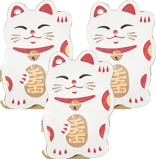 SHIMOYAMA 新款膨脹木漿棉海綿 招財貓 小貨, 3入, 1個