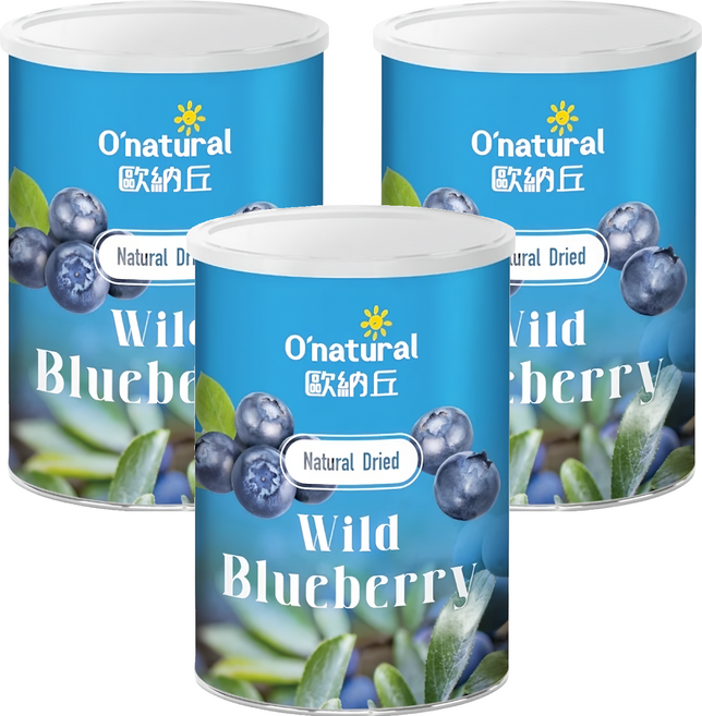 O'natural 歐納丘 天然野生藍莓乾, 150g, 3罐