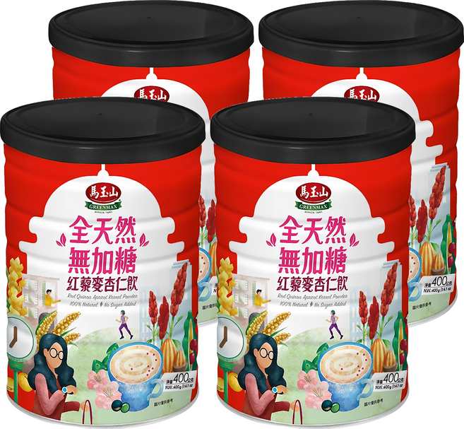 馬玉山 全天然無加糖 紅藜麥杏仁飲, 400g, 4罐