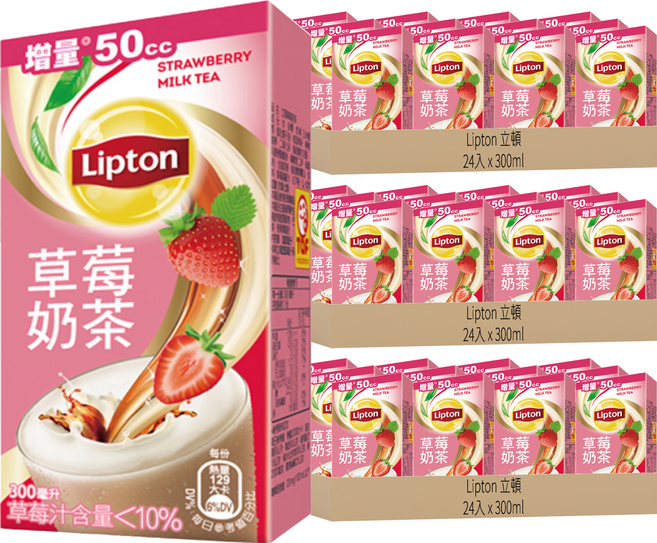 Lipton 立頓 草莓奶茶, 300ml, 72入
