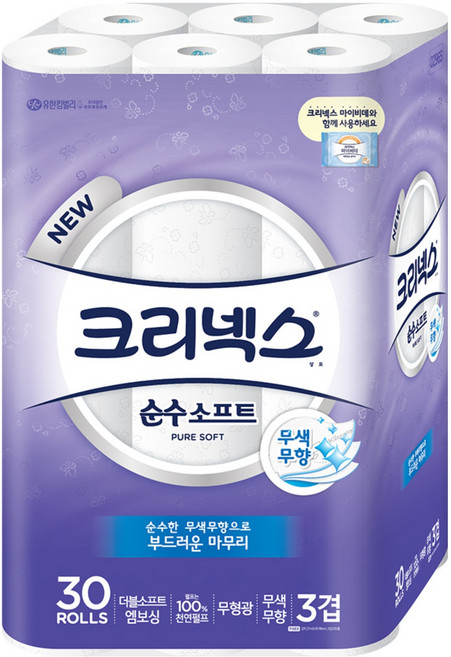 Kleenex 三層棉柔捲筒衛生紙, 27m, 30捲, 1袋