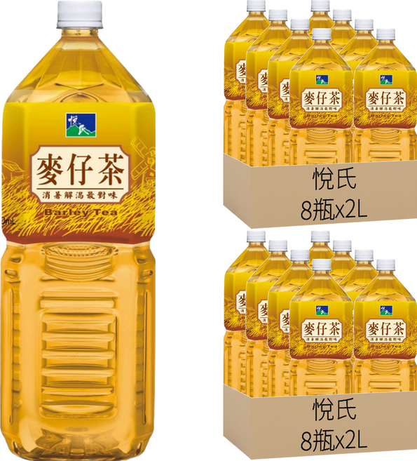 悅氏 礦泉茶品 麥仔茶, 2L, 16瓶