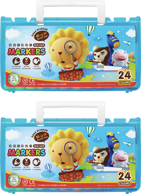 SIMBALION 雄獅 BLM 透明盒彩色筆 藍, 24色, 2盒