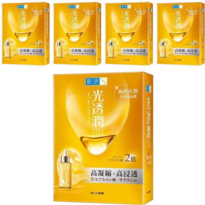 HADALABO 肌研 台灣公司貨 光透潤極致水潤面膜 25ml, 6片, 5盒