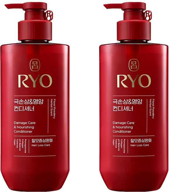 RYO 呂 韓方頭皮瞬效修護潤髮乳 染燙受損, 480ml, 2瓶