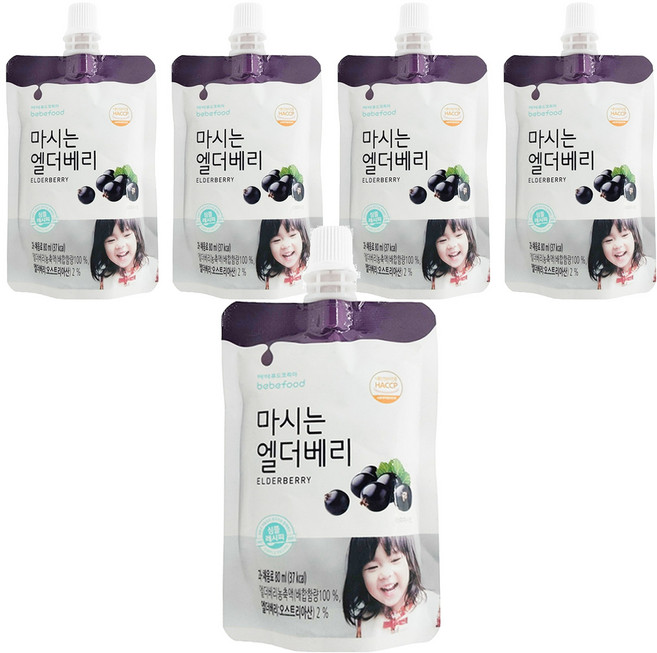 bebefood 寶寶福德 韓國 接骨木莓果汁 果寡糖 吸嘴設計, 80ml, 5包