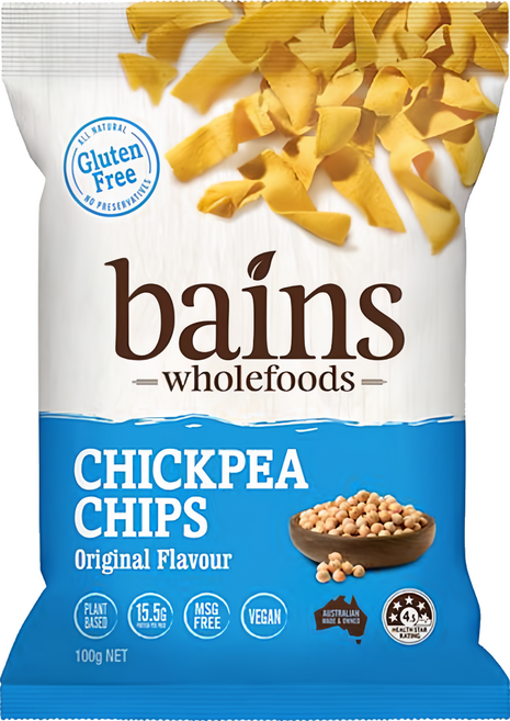 bains wholefoods 鷹嘴豆零食脆片 原味, 100g, 1包