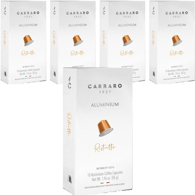 CARRARO 芮斯崔朵 RISTRETTO 咖啡膠囊 適用Nespresso Original 膠囊咖啡機, 5.5g, 10個, 5盒