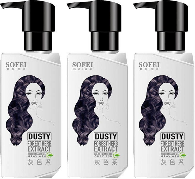 SOFEI 舒妃 型色家植萃染髮補色露 灰色系, 200ml, 3件