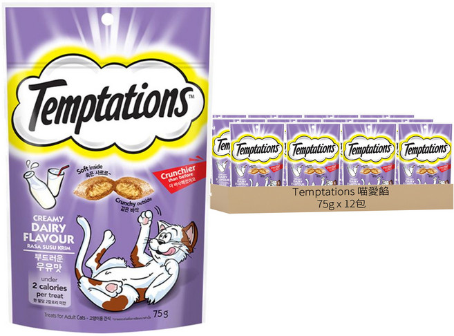 Temptations 喵愛餡 貓點心, 香濃牛奶口味, 75g, 12包