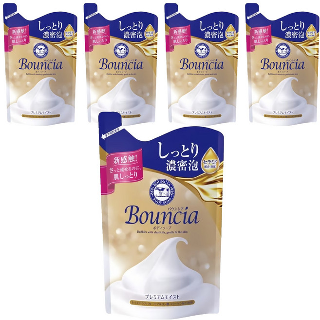 COW STYLE 牛乳石鹼 Bouncia 極致水潤沐浴乳 補充包, 5包, 340ml
