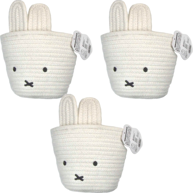miffy 米飛 綿繩置物籃, 白色, 3個