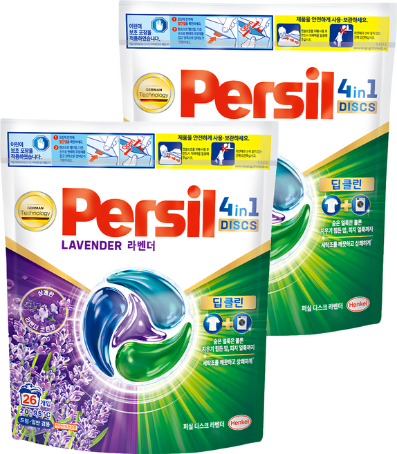Persil 寶瀅 韓國原裝進口 全效4合1薰衣草洗衣膠囊, 26顆, 2袋