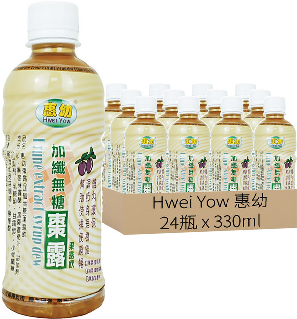 Hwei Yow 惠幼 棗露 加纖無糖 果露飲, 330ml, 24瓶