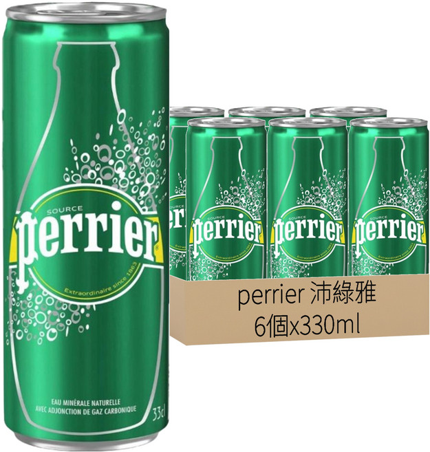 perrier 沛綠雅 天然氣泡礦泉水, 330ml, 6個