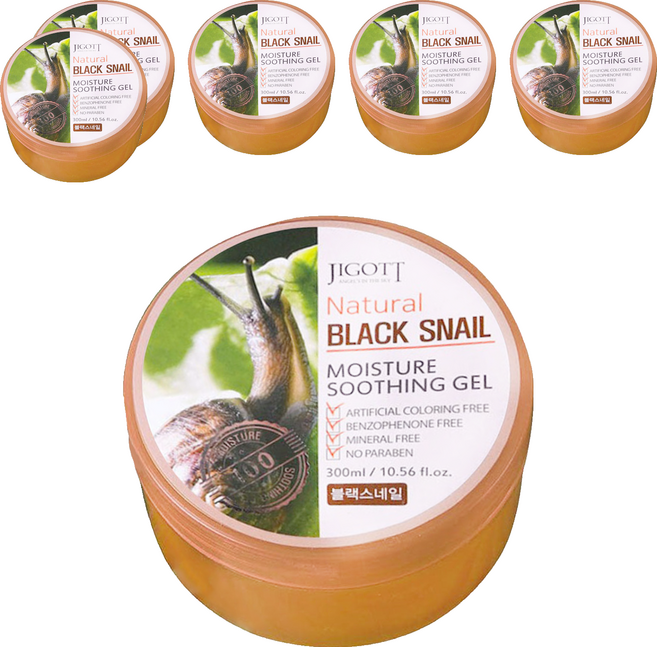 JIGOTT Natural BLACK SNAIL MOISTURE SOOTHING GEL 蝸牛修護保濕凝膠, 300ml, 6個
